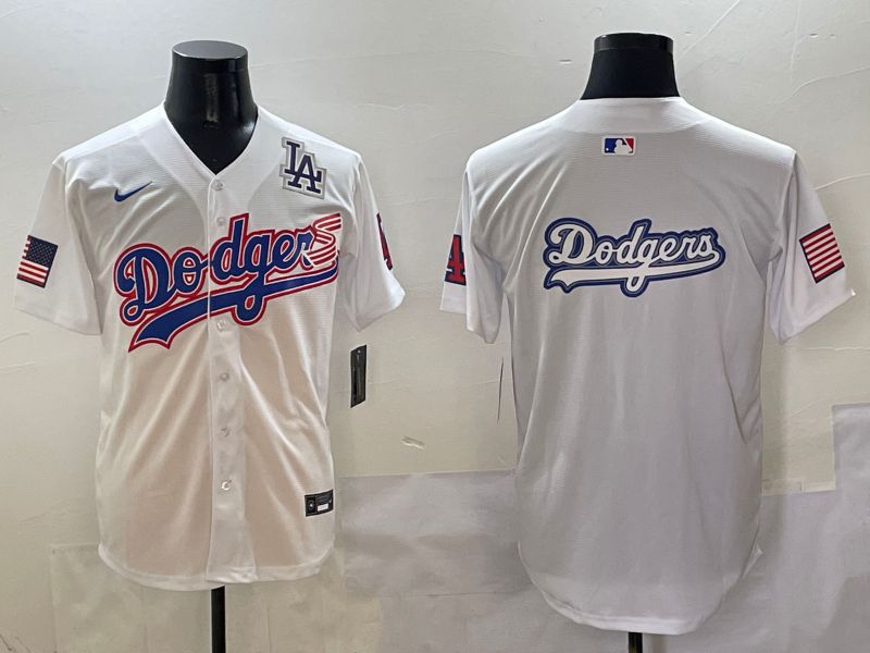 Men Los Angeles Dodgers Blank White national flag second generation joint name Nike 2025 MLB Jersey style 17